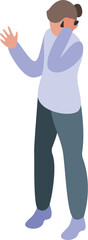 Fototapeta premium Happy female icon isometric vector. Gesture phone. Person diverse