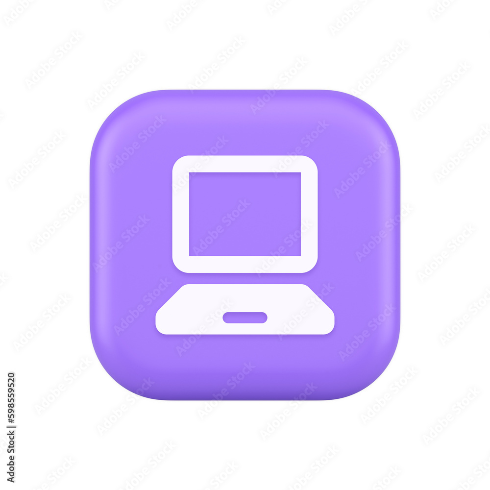 Poster computer network connection button digital information browsing 3d realistic icon