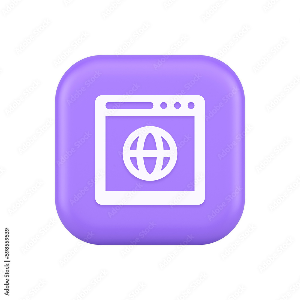 Poster browser website internet searching online connection button web page information 3d icon