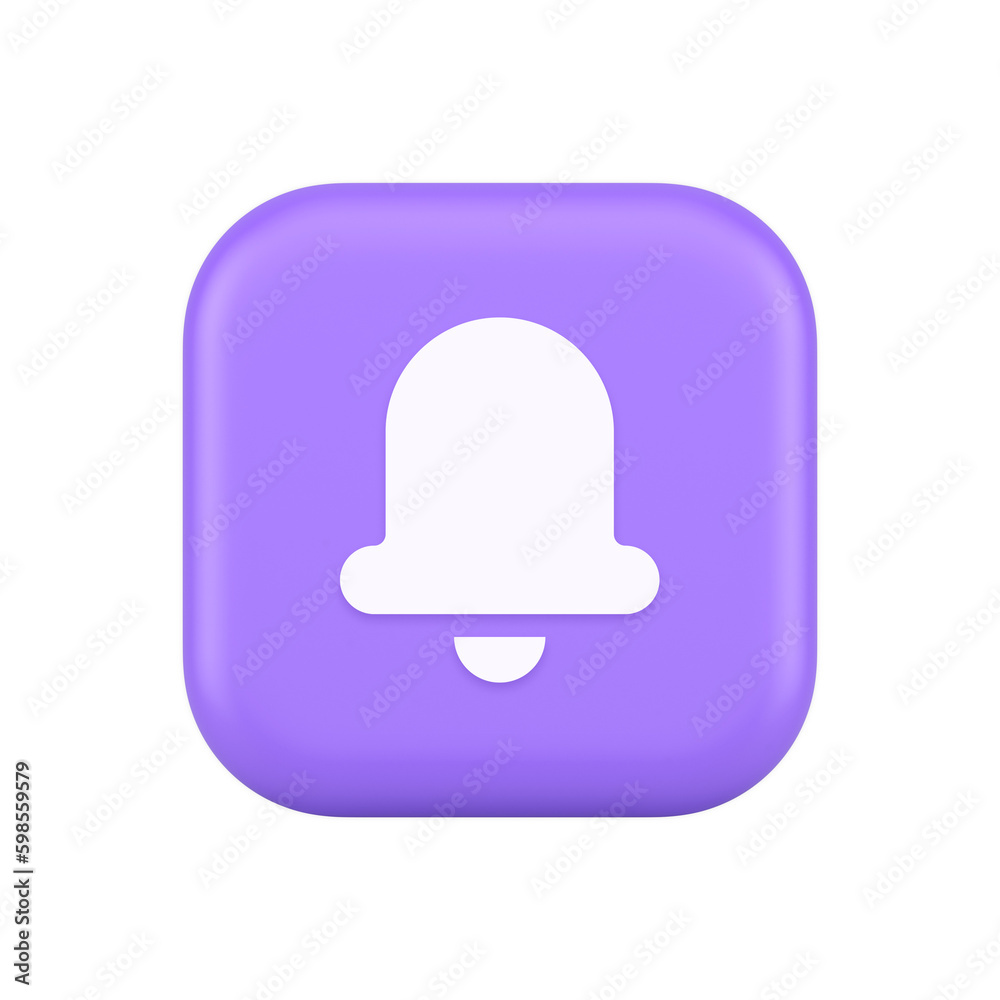 Poster handbell ring sound notification button incoming message call notification 3d realistic icon