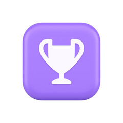 Cup trophy award best win achievement button first place game online connection 3d icon