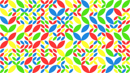 Colourfu geometric mosaic seamless pattern illustration with creative abstract shapes. Modern style background print. Trendy bright symbols and minimalist shape texture, geometry collage. Vector