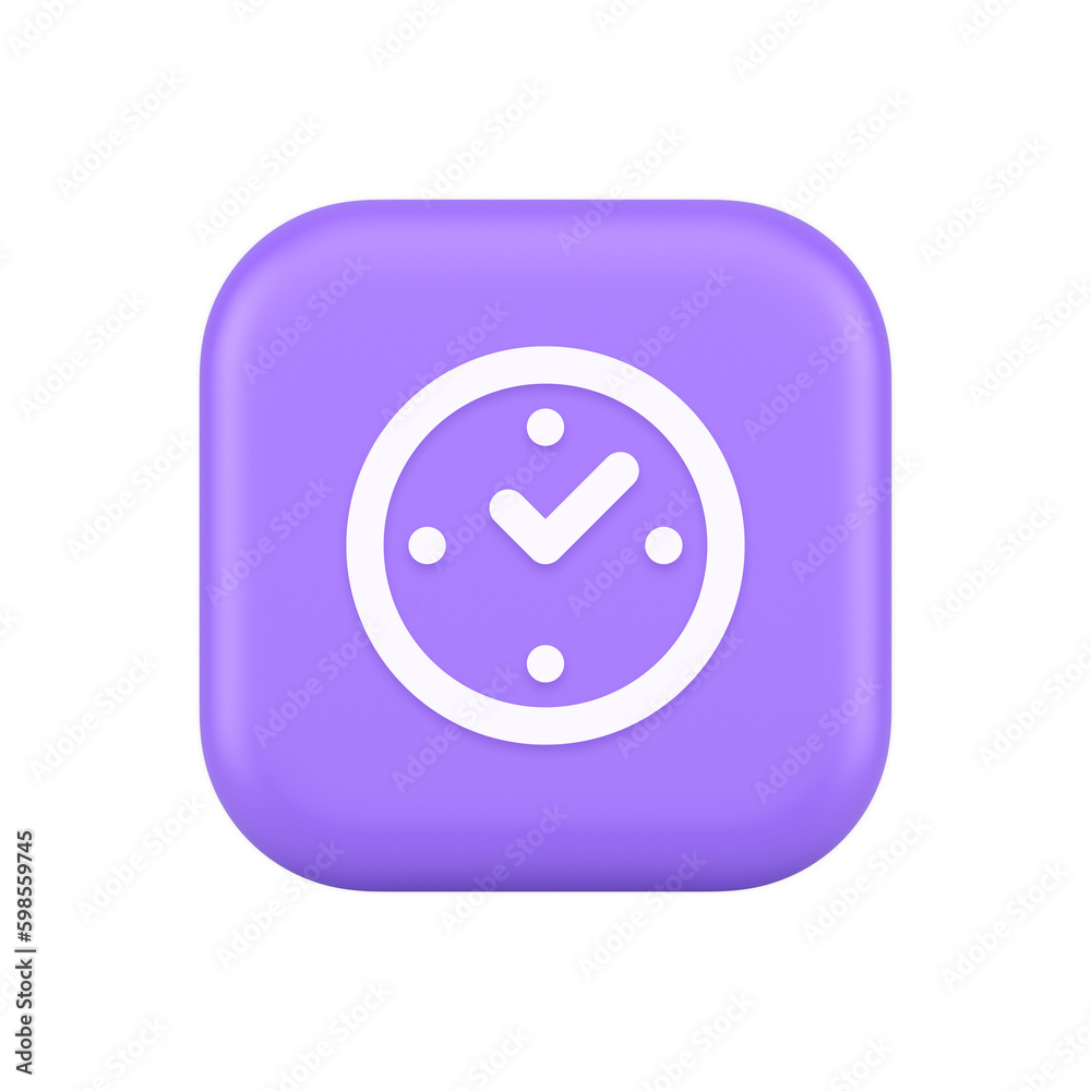Poster watch time control button alarm clock deadline checking web app design 3d realistic icon
