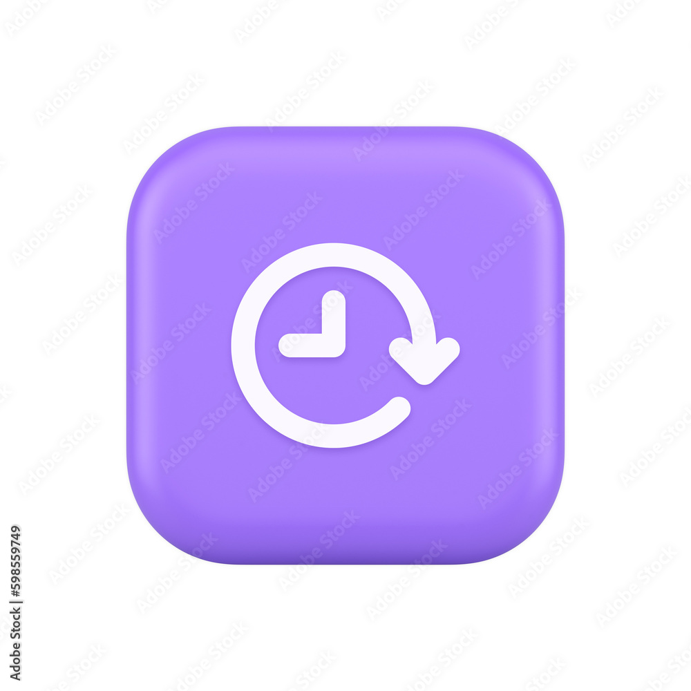 Poster clock in circle arrow button time countdown deadline chronometer 3d realistic icon