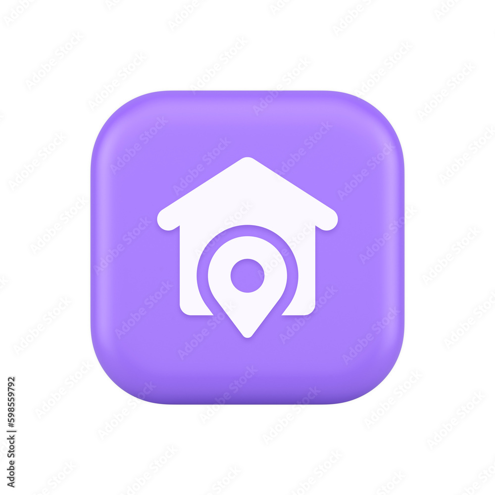 Poster house location gps route button distance navigation map pin pointer address direction 3d icon
