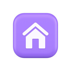 Main internet page button homepage house with roof navigation cyberspace interface 3d icon