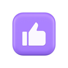 Like thumb up approve rating button confirmation cool website networking 3d realistic icon
