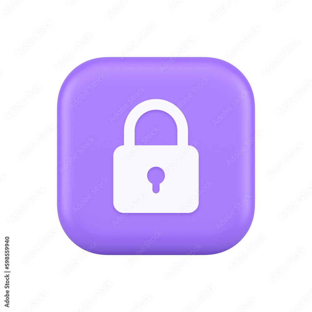 Poster padlock locking web access button password security protection safe encryption 3d icon
