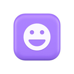 Smiley emoticon comic face emoji button laughing social network reaction happy 3d icon