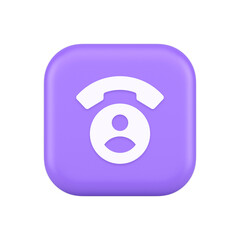 Contact phone call voice communication button dialog assistance helpline consulting 3d icon