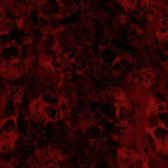 Grunge Skulls Seamless Pattern. Trash Polka Tattoo Pattern