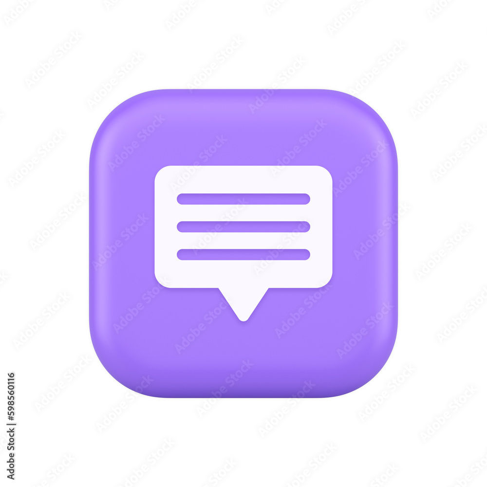 Poster chat box speech bubble button social networks texting internet communication 3d icon