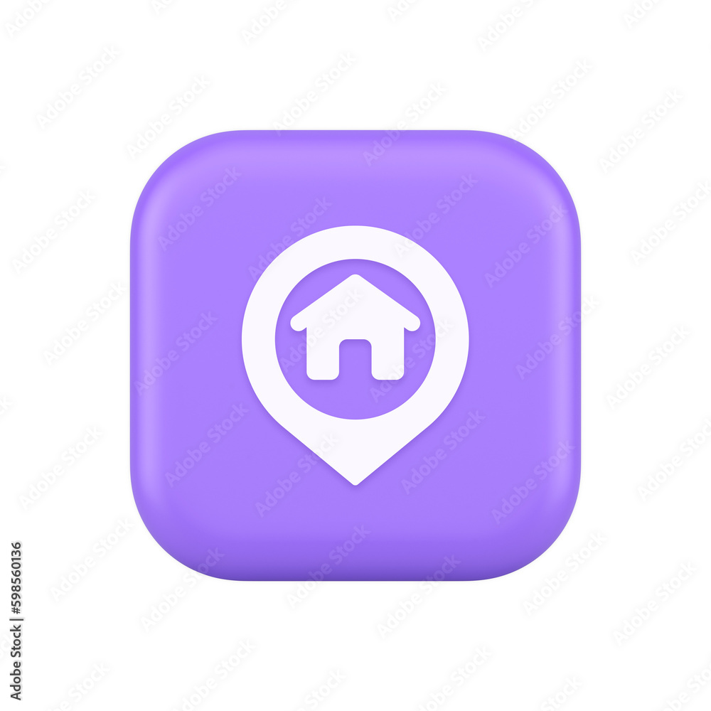 Poster house map pin location button navigation panel web app gps network pointer 3d realistic icon