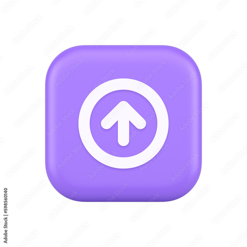 Poster up arrow round border button cyberspace navigation pointer 3d realistic icon