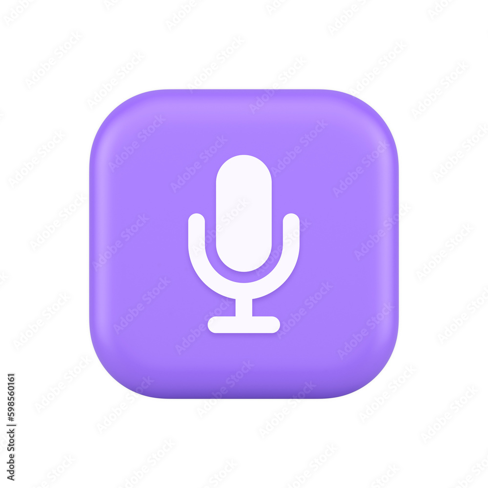 Poster microphone voice sound recording broadcasting button web app media communication 3d icon