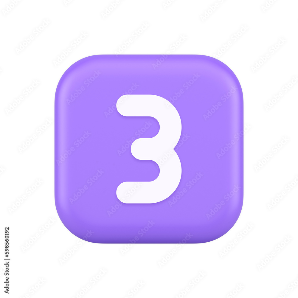 Poster three number button internet communication texting message character 3d realistic icon
