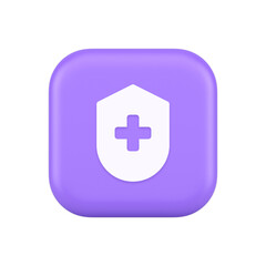 Obraz premium Medical secure shield check plus button approval confidential medicine protection 3d icon