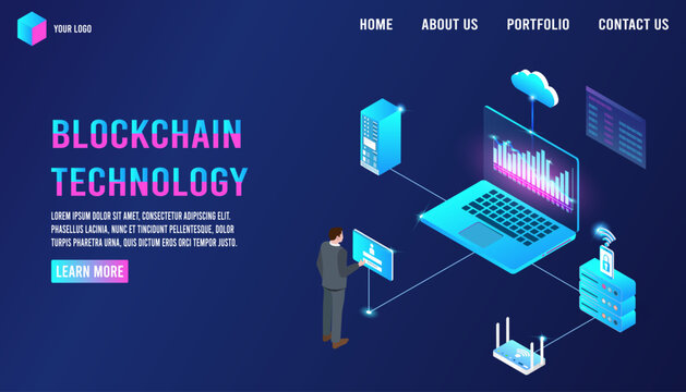 Blockchain cryptocurrencies global network technology e-commerce business management.