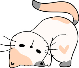 Cute funny playful kitten cat cartoon doodle hand drawing