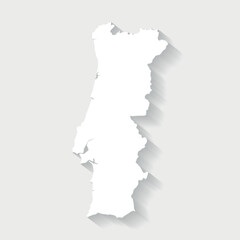 Simple white Portugal map on gray background, vector, illustration, eps 10 file