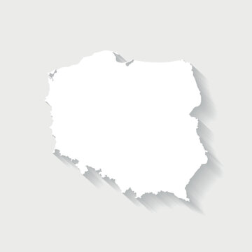 Simple white Poland map on gray background, vector, illustration, eps 10 file