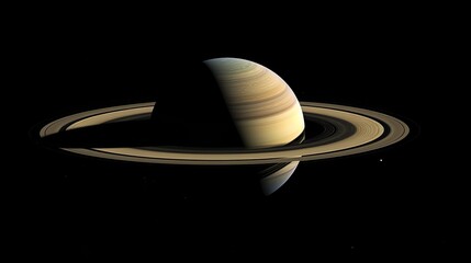  A captivating depiction of Saturn, with bold rings and a sense of mystery against a deep black backdrop. generative ai