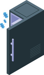 Repair fridge icon isometric vector. Service person. Work home