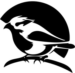 Black and white logo of a finch, vector illustration of a bird