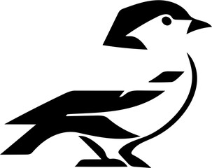 Black and white logo of a finch, vector illustration of a bird