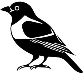 Black and white logo of a finch, vector illustration of a bird