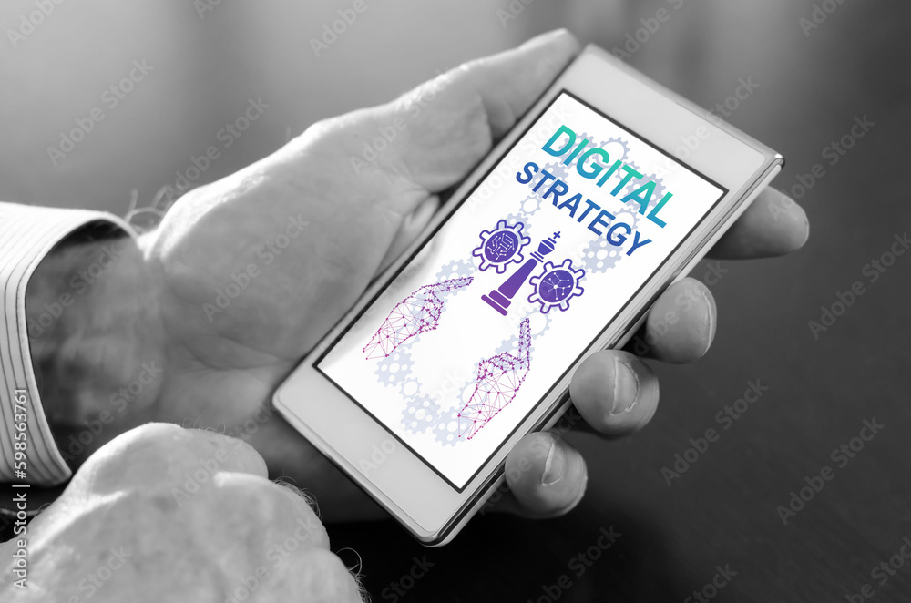 Poster Digital strategy concept on a smartphone