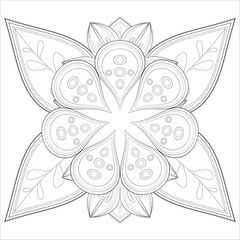 Coloring Books for adult. Hand drawn flowers in zentangle style for t-shirt design or tattoo and coloring book