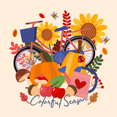 Set of item object for autumn season vector