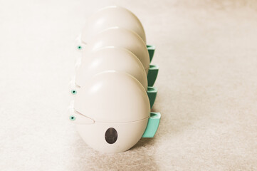 Set of asthma inhalers on the table. Treatment of the COPD, bronchial asthma
