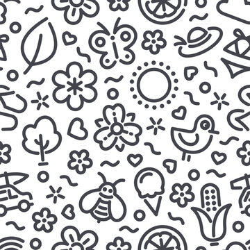 Summer Seamless Pattern with Icons