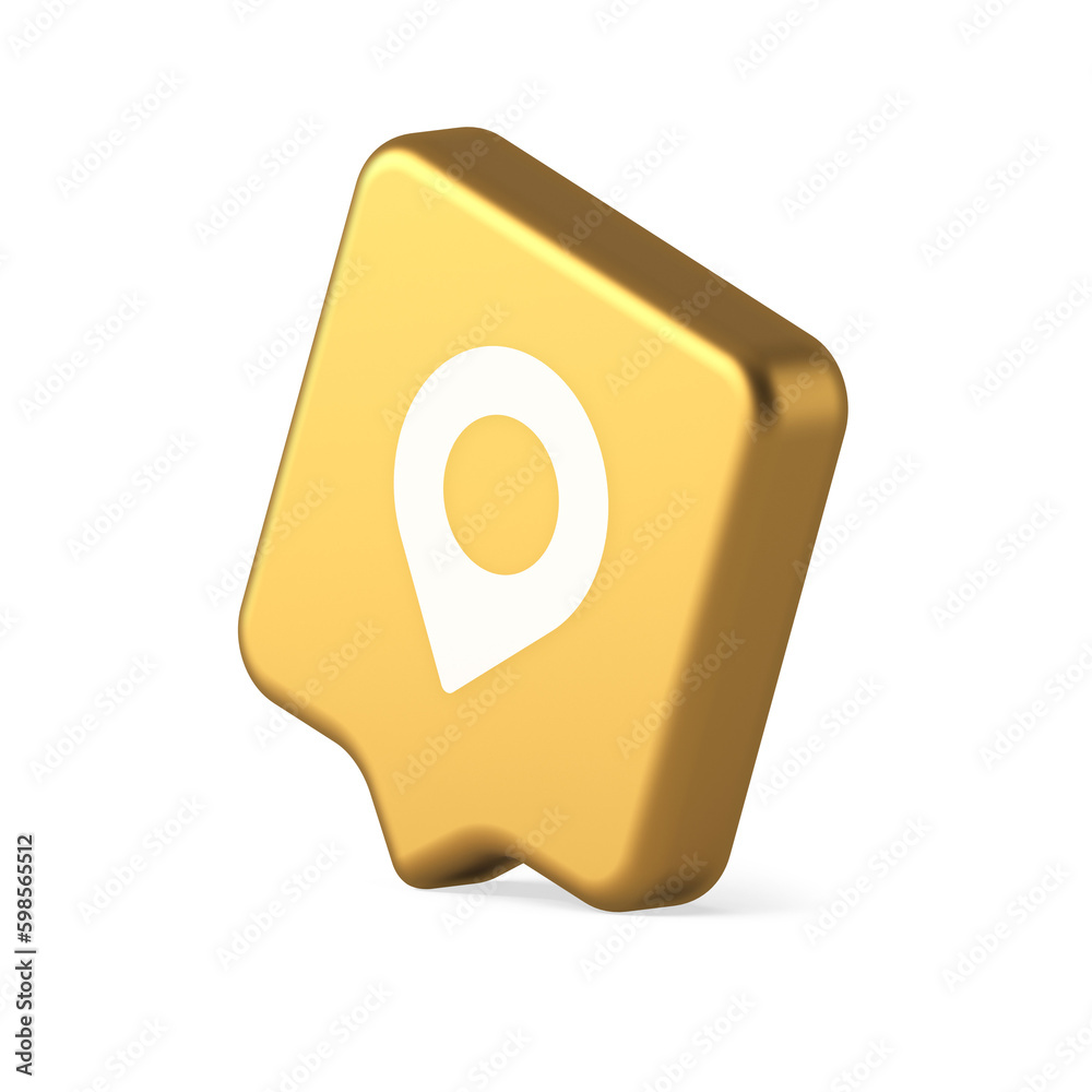 Poster gps map pin location service button application direction distance pointer 3d realistic speech bubbl