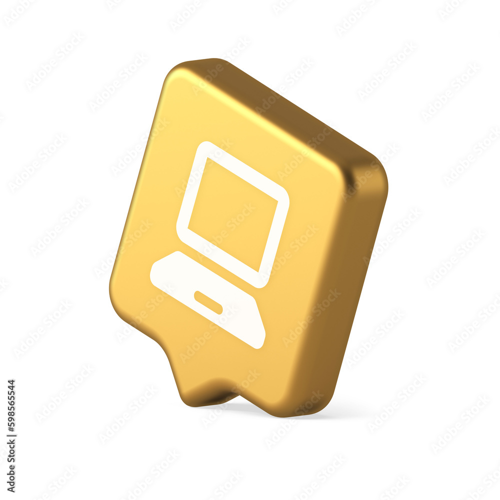 Poster computer network connection button digital information browsing 3d realistic speech bubble icon