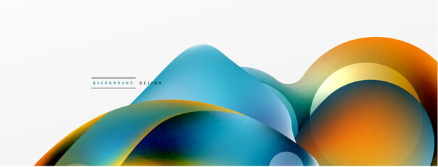 Fluid abstract background. Liquid color gradients composition. Round shapes and circle flowing design for wallpaper, banner, background or landing