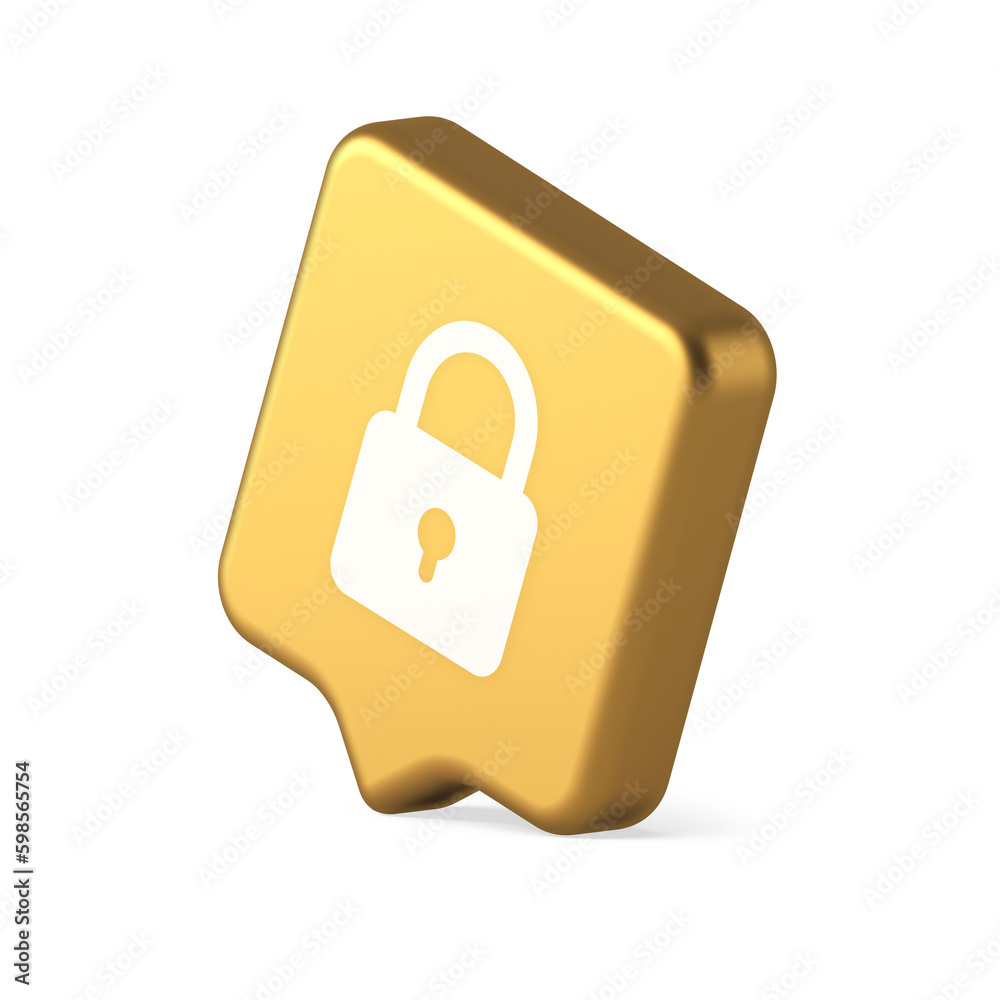 Poster padlock locking web access button password security protection safe encryption 3d speech bubble icon