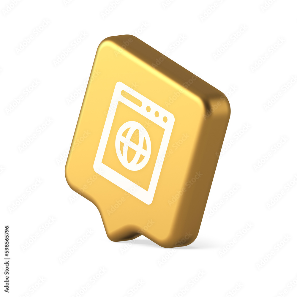 Poster Internet browser global wireless connection button cyberspace virtual networking 3d speech bubble icon