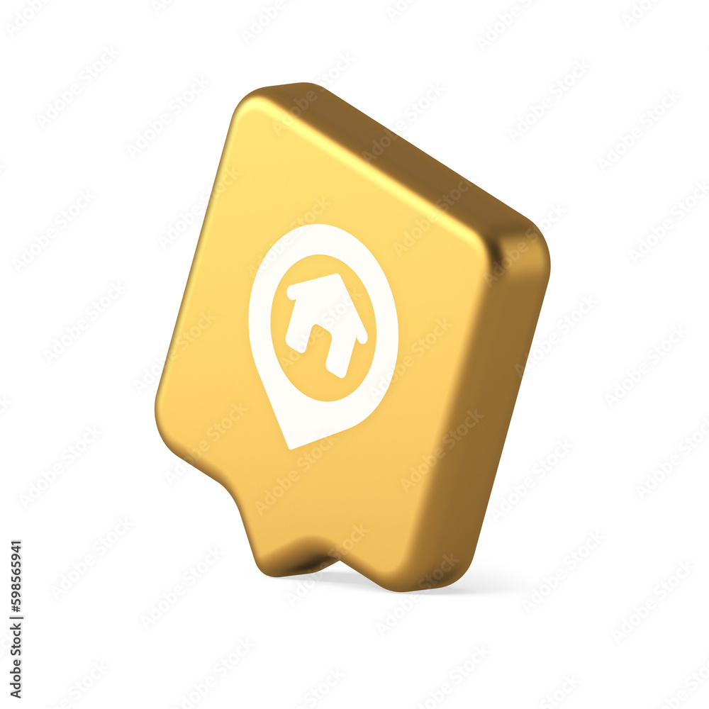 Poster house map pin location button navigation panel web app gps network pointer 3d realistic speech bubbl