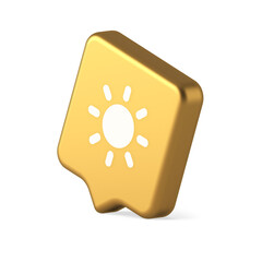 Brightness button sun light warm cold contrast digital interface 3d realistic speech bubble icon