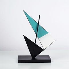  A minimalist, geometric sculpture with clean lines and contrasting colors on a white background, highlighting the elegance and simplicity of modern art. generative ai