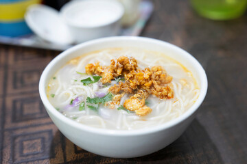 Chicken thukpa,  a Himalayan noodle soup, usually served with meat and lean chicken. Tibetan food