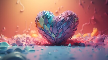 3d cartoon colorful heart shape toy for Valentine's Day and Mother's Day decoration. Generative AI