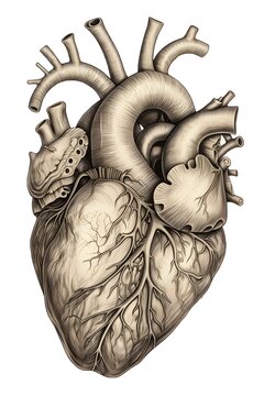 Human heart line art. Generative AI