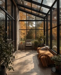 Realistic Bohemian Style Interior 3D Render. Earth Tones Cosy Living Room with Home Plants. Ai Generative