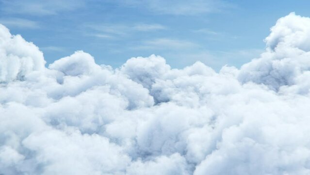 Beautiful Cloudscape. Flying Above the Clouds in Bright Sunny Day. Loopable animation. 