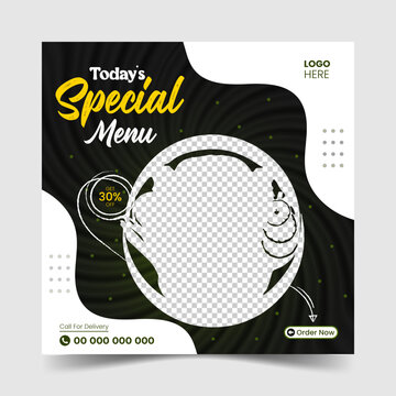  Food banner social media post template ads. Editable social media templates for promotions. Layout design for marketing on social media.