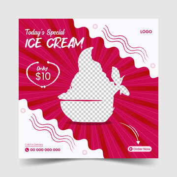Ice cream special promo social media post template or discount offer post design template.
